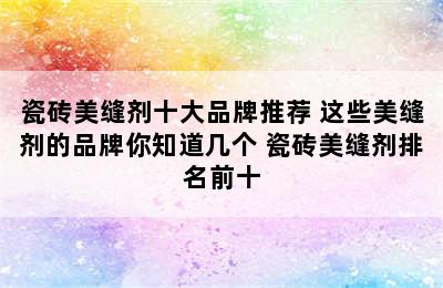 瓷砖美缝剂十大品牌推荐 这些美缝剂的品牌你知道几个 瓷砖美缝剂排名前十